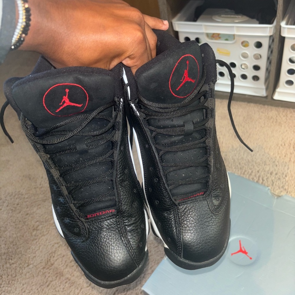 Jordan 13s white and black